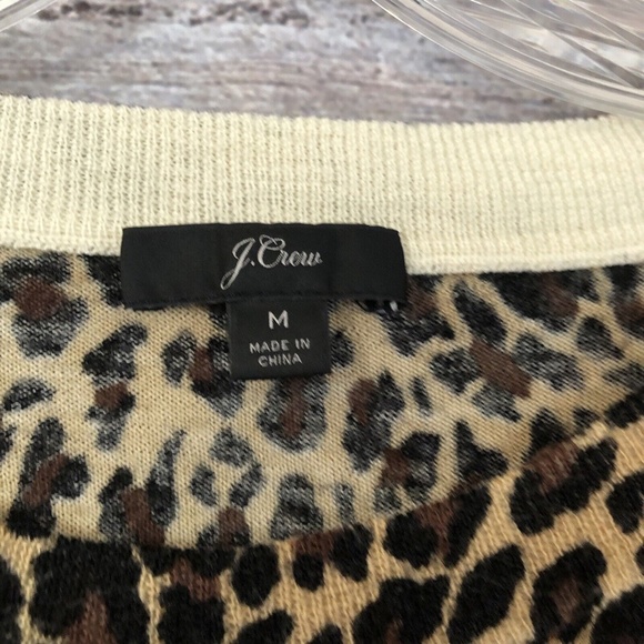 J.crew Size Medium Leopard Print 100% Merino Wool Sweater - Picture 4 of 6